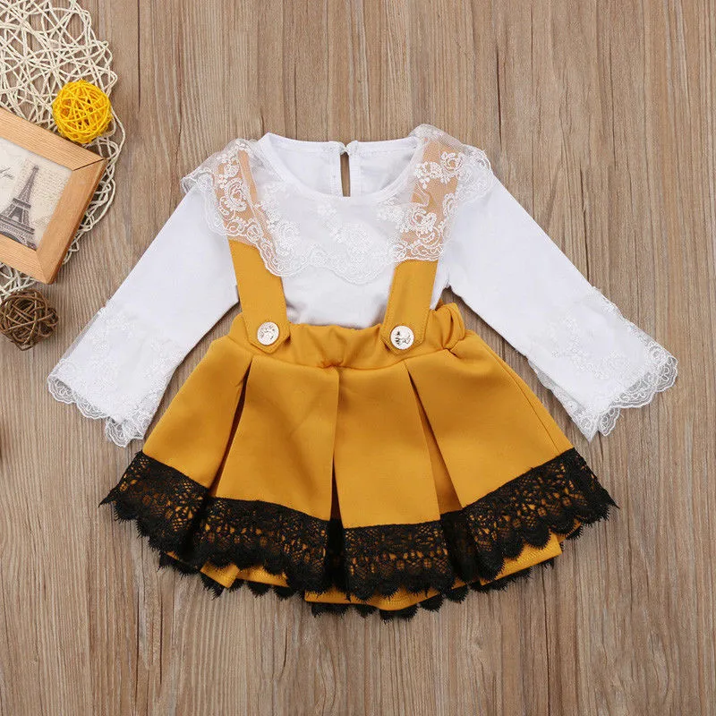 

Cute Kid Baby Girl Clothes 2Pcs Lace Jumpsuit Romper Bodysuit Bowknot Tutu Skirt Party Bownot Ball Gown Dress Girl Outfits 0-24M