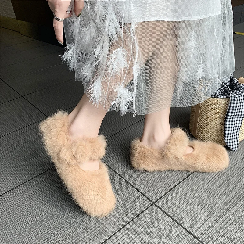 

Autumn 2019 Women Shoes All-Match Casual Female Sneakers Round Toe Slip-on Modis Shallow Mouth Loafers Fur Fall Dress Slip On