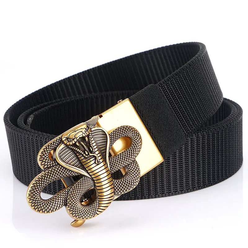 

Designer animal snake belts men wide nylon metal Buckle belt 2021 stylish harajuku belts