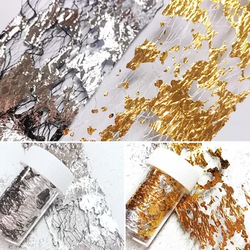 

3D Mesh Gold Silver Nail Art Foil Paper Irregular Aluminum Nail Sticker Manicures Glitter Gel Polish DIY Nails Design Decoration