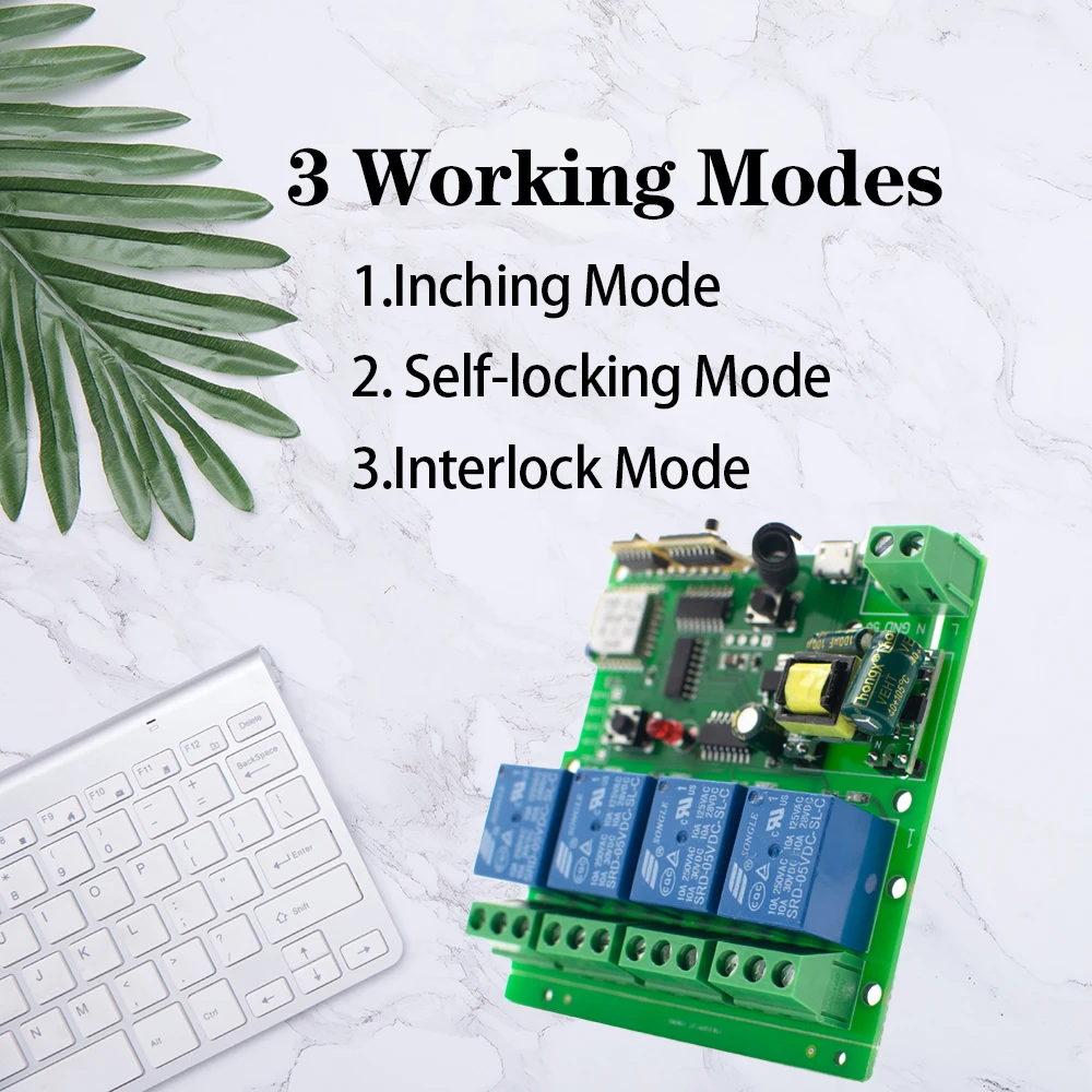 Ewelink WiFi RF Switch Module DC12V 24V AC 110V 220V Wireless Relay Smart Home Remote Control 4 Channel Alexa Googole Home wifi rf switch module