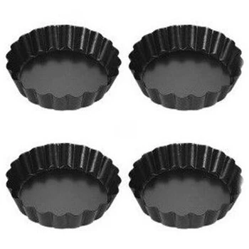 

4Pcs 3.9inch Diameter Non-Stick Quiche Pan Removable Round Tart Mold Cake Mould Pans with Loose Bottom