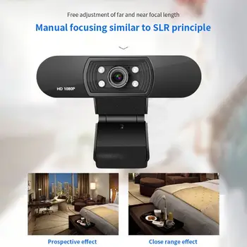 

Built-in Microphone Driverless ABS Computer Peripherals Video Conference USB 1080P H-D Webcam for PC Computer