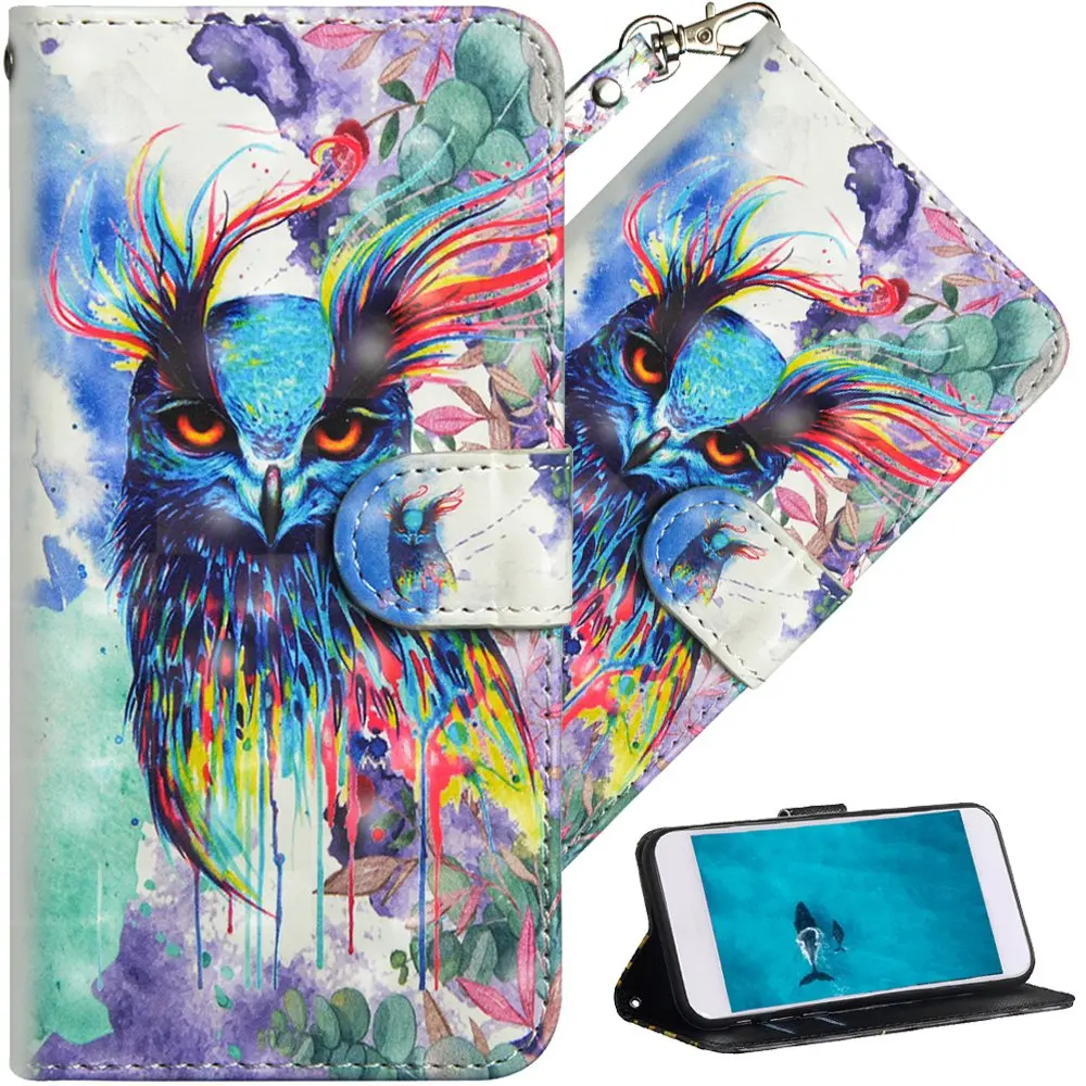 OWL 3D Wallet Case For Xiaomi Redmi Note 8 7 6 5 Pro Redmi 8 7A 7 6 K20 Cover PU Leather Case For Xiaomi Mi 9T 8 SE A2 A3 lite CC9 - Цвет: OWL