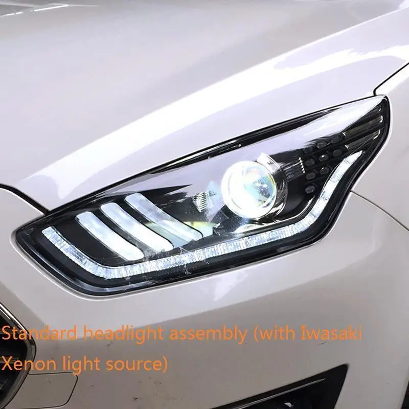 MODEL N Cob боковой сигнал поворота автомобиля Стайлинг внешний Luces Para авто Drl светодиодные фары автомобиля фары в сборе 17 18 для Ford Escort - Цвет: MODEL N