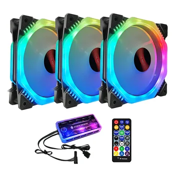 

COOLMOON RGB Computer Case Fan, 12cm Silent Polygon + Music Controller Computer Cooling Fan CPU Cooling Fan (3PCS)