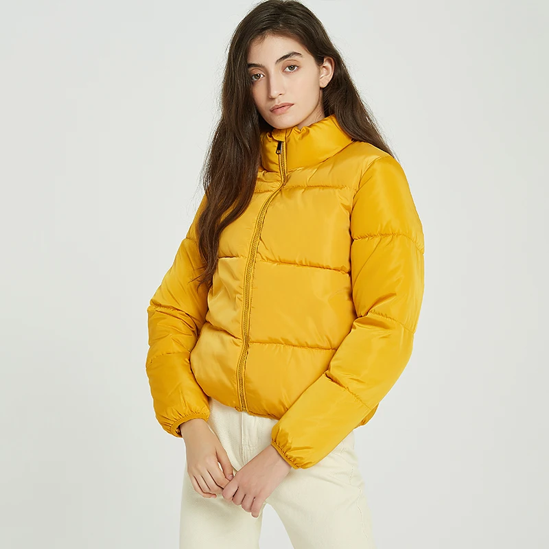 Wixra Женская куртка модная короткая парка со стоячим воротником одноцветная теплая куртка и пальто зимние женские повседневные парки