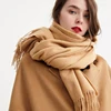 Winter Pure Long Cashmere Scarf Women Luxury Brand Real Cashmere Scarf Warm Thick Soft Solid Shawl Ladies Wrap 2