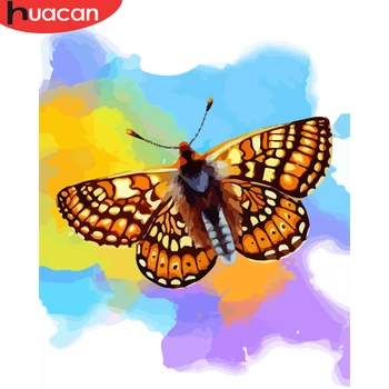 

HUACAN DIY Painting By Numbers Lovely Butterfly Hand Painted Picture Abstract Oil Painting On Canvas For Living Room Gift