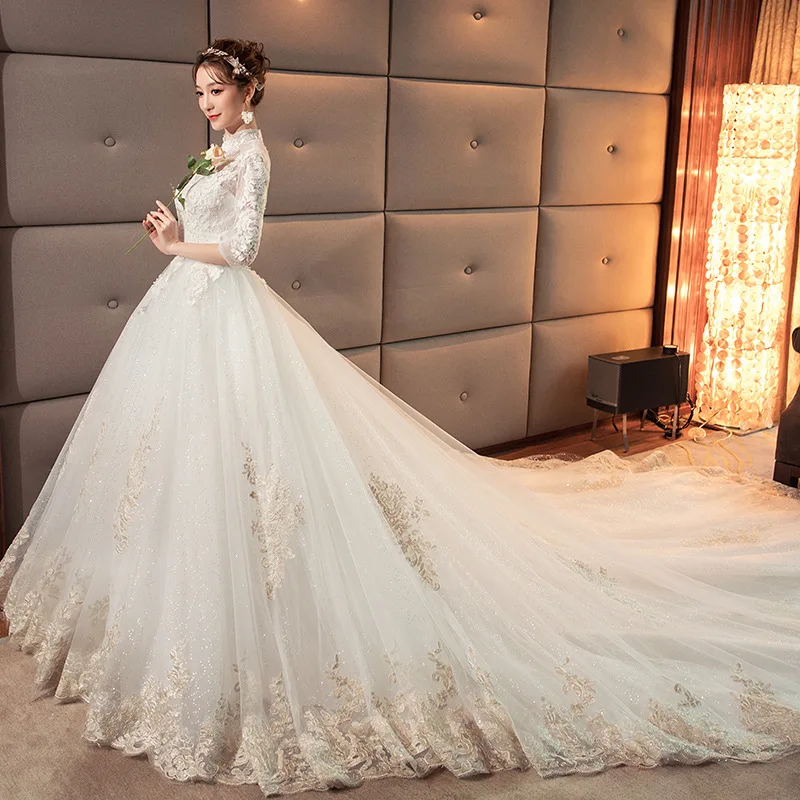 Collo Coreana Abito Da Sposa Collo Alto Abito Da Sposa 2023 New