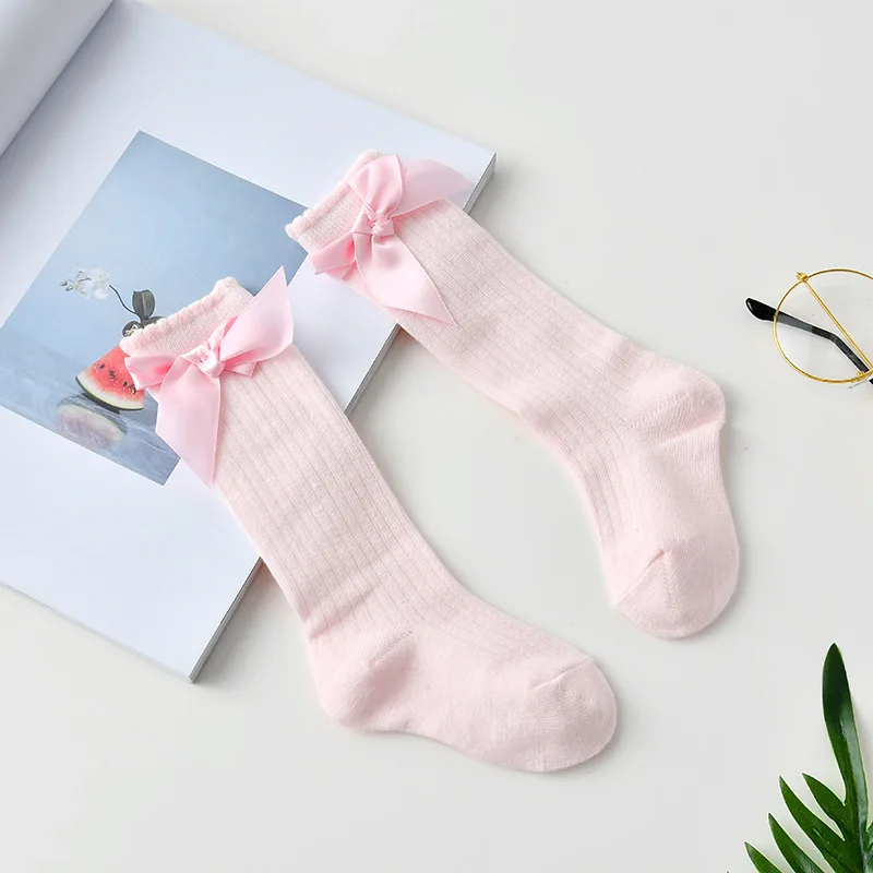 REAKIDS-зимние детские носки для девочек, теплые однотонные Нескользящие модные детские носки милые мягкие вязаные хлопковые высокие носки для малышей - Цвет: A7