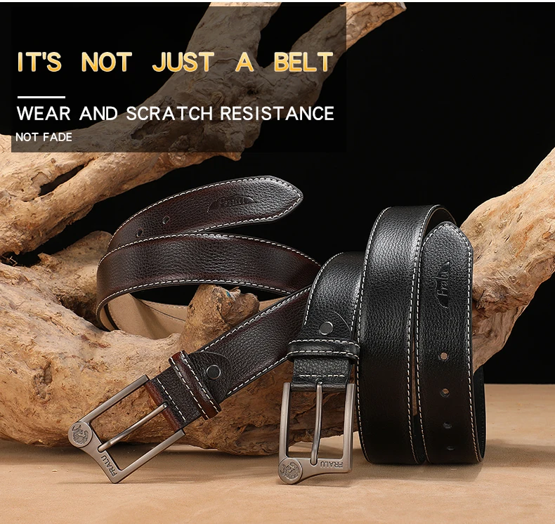 FRALU Men belt High Quality cow genuine leather luxury strap male belts for men new fashion classice vintage pin buckle