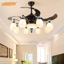 Современный потолочный вентилятор в скандинавском стиле+ лампа с пультом дистанционного управления, для гостиной, ресторана, спальни, 6, 8 головок, огни для украшения дома
