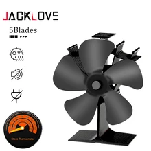 Lareira preta 5 lâminas calor alimentado fogão ventilador log queimador de madeira eco ventilador silencioso casa lareira ventilador distribuição de calor eficiente