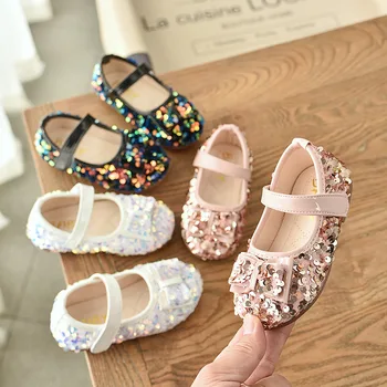

New Sequin Sandals Girls Shiny Summer Shoes Children Beach Sandals for Girls Crystal Princess Flat Wedding Shoes Size 21-30