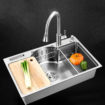 

Sinks Kitchen Multifunctional Kitchen Sink Stainless Steel 1.3 Mm Thickness Brushed Single Bowl Kitchen Sinks