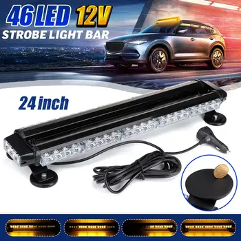 

12V 24" 46 LED Car Truck Strobe Flashing Emergency Light Bar Vehicle Warning Lightbar Roof Beacon Lamp 7 Mode for Jeep Trailer