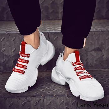 

Light Chunky Sneakers Outdoor Platform Men's Sport Shoe Breathable New Air Knitting Height Increasing Running Shoes Tenis Hombre