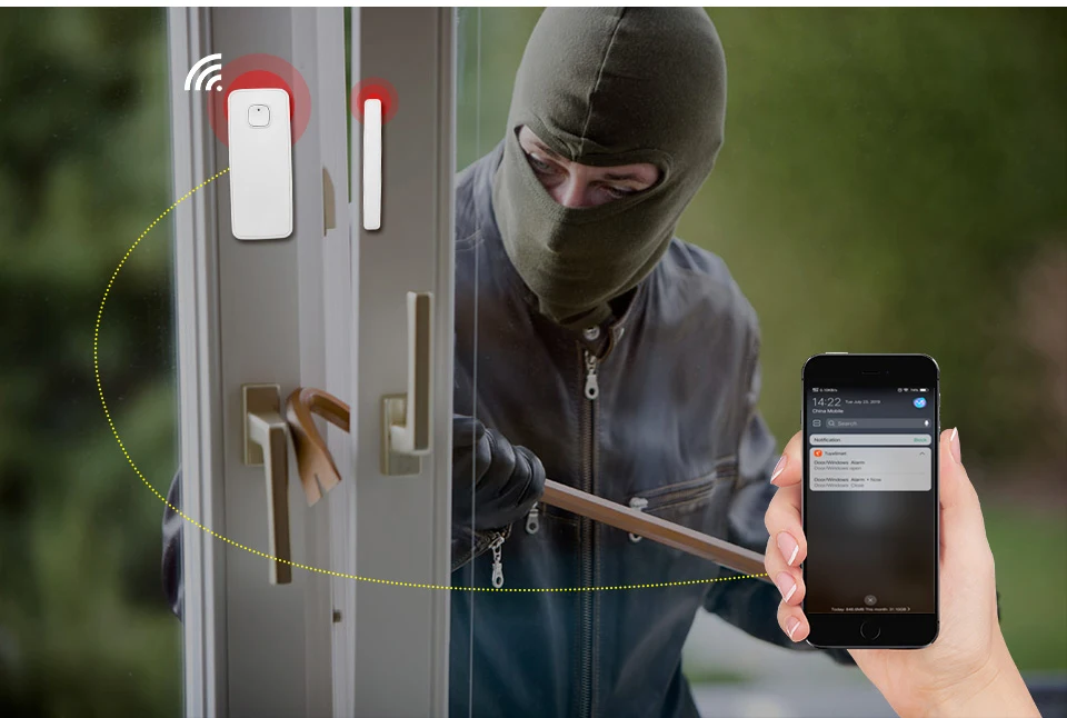 Tuya умный Wi-Fi датчик двери окна открытый/закрытый детектор беспроводной сигнализации дома безопасности приложение работает с Alexa Google Home