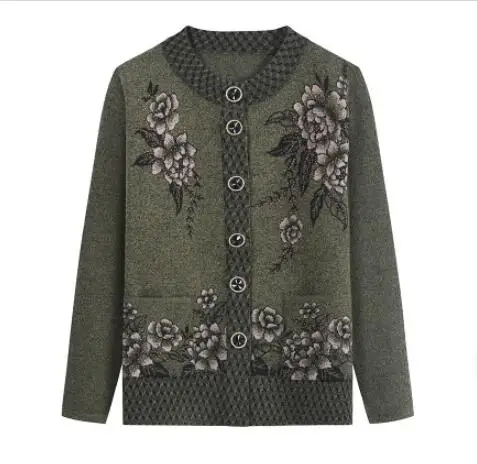 dark green Fdfklak, зимняя одежда, женский свободный вязаный однобортный Повседневный вязаный кардиган, верхняя одежда, зимняя куртка, пальто размера плюс XL-4XL - Цвет: dark green