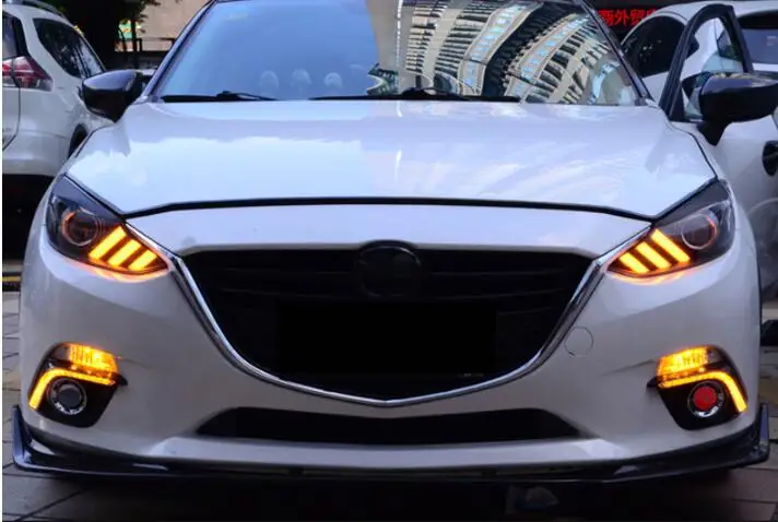 DRL для Mazda 3 azda3 Axela светодиодный DRL дневные ходовые огни Дневной светильник противотуманная фара с сигналом поворота светильник