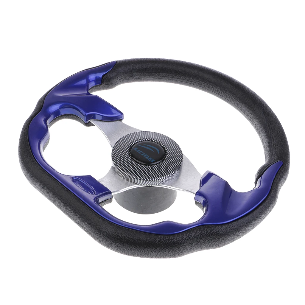 320mm Universal Black Blue Flat Bottom D-Shape 320MM Racing Sport Steering Wheel With Soft Grip Boat Accessories Marine Pesca