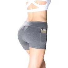 Высокая Талия внешний карман Йога короткие животик Управление чехол для бега спортивная не просвечивает спортивные шорты для Для женщин спортивные штаны