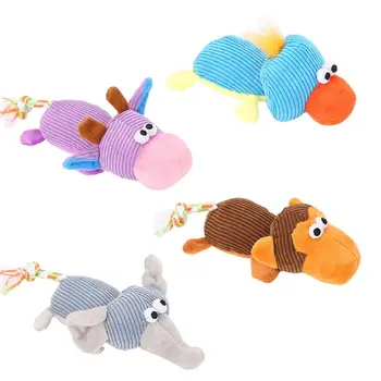 

Pet Dog Toys Puppy Pet Chew Squeaker Plush Duck Elephant Monkey Cow Shape Play Training Teeth Molar Tool