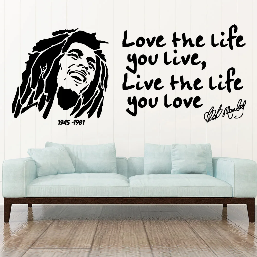 Colorful Soul Music Singer Bob Marley Removable Art Vinyl Wall Stickers For Kids Rooms Waterproof Wall Art Decal