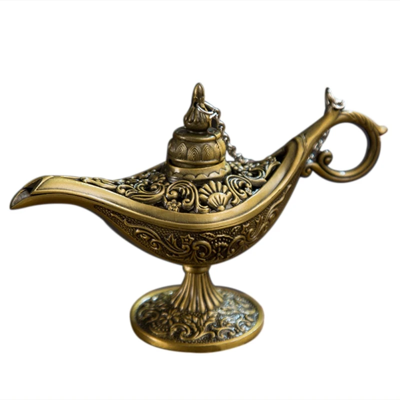 

2019 Traditional Hollow Out Fairy Tale Magic Lamp Teapot Genie Lamp Vintage Retro Toy For Home Decor Drop Shipping