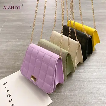 

Lattice Pattern Crossbody Bag Solid Chain Small Shoulder Fashion Women Handbags for Outdoor Shopping Traveling Supply