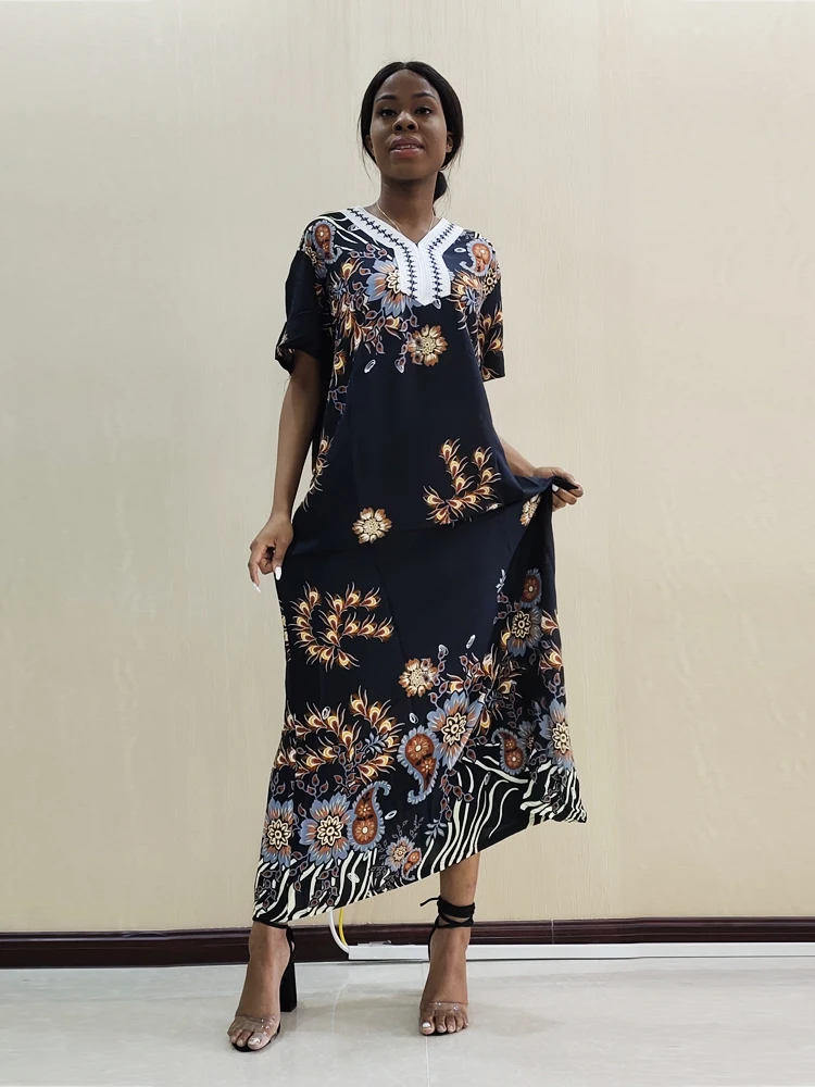 Платье с Scaf Dashiki Модные хлопок элегантные большие африканские традиционные платья с принтом для леди