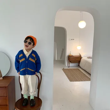 

Kids Sweater Children's Clothing 2020 Autumn and Winter New Boys and Girls Wool Cardigan Children Striped Sweaters