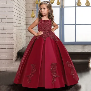 

Autumn Winter Red Girl Party Dress Kids Clothes For Children Clothing Wedding Princess Evening Dress 10 14 Y Vestidos