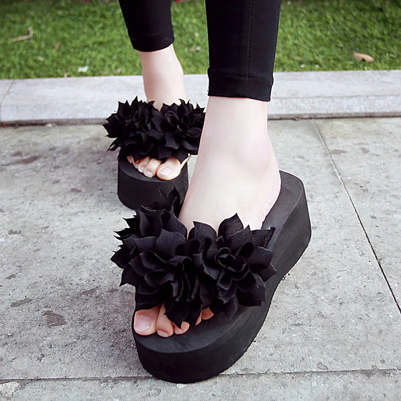 

2018 Summer New Style Thick Bottomed Sandals Women's Korean-style Flower Split Toe Platform Flip-flops Beach WOMEN'S Shoes Fashi