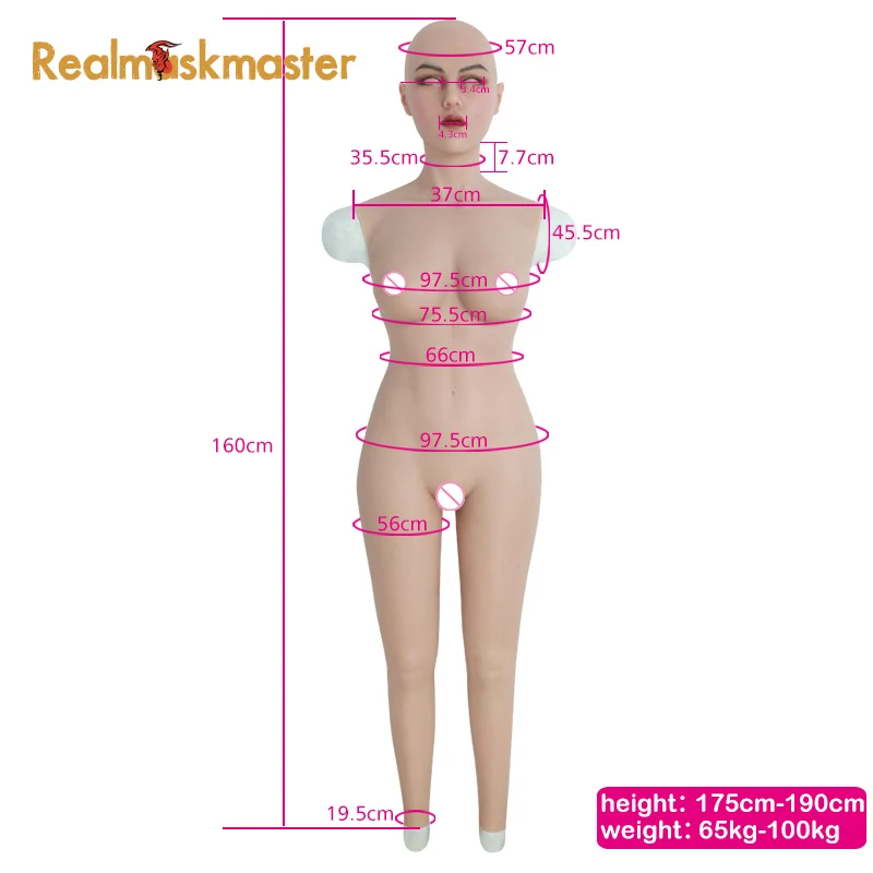 Roanyer может маска всего тела костюмы с руками силиконовые формы груди Боди костюмы для трансвеститов Трансвестит королева