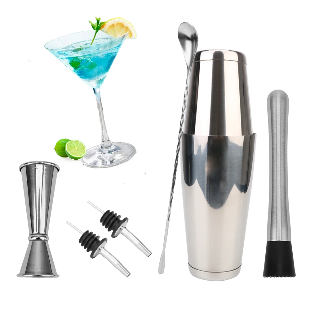 

Boston Shaker Barware Cocktail Shaker Bar Set Jigger Muddler Pourer Ice Tong Stainless Steel 10pcs/13pcs Set Bar Accessories