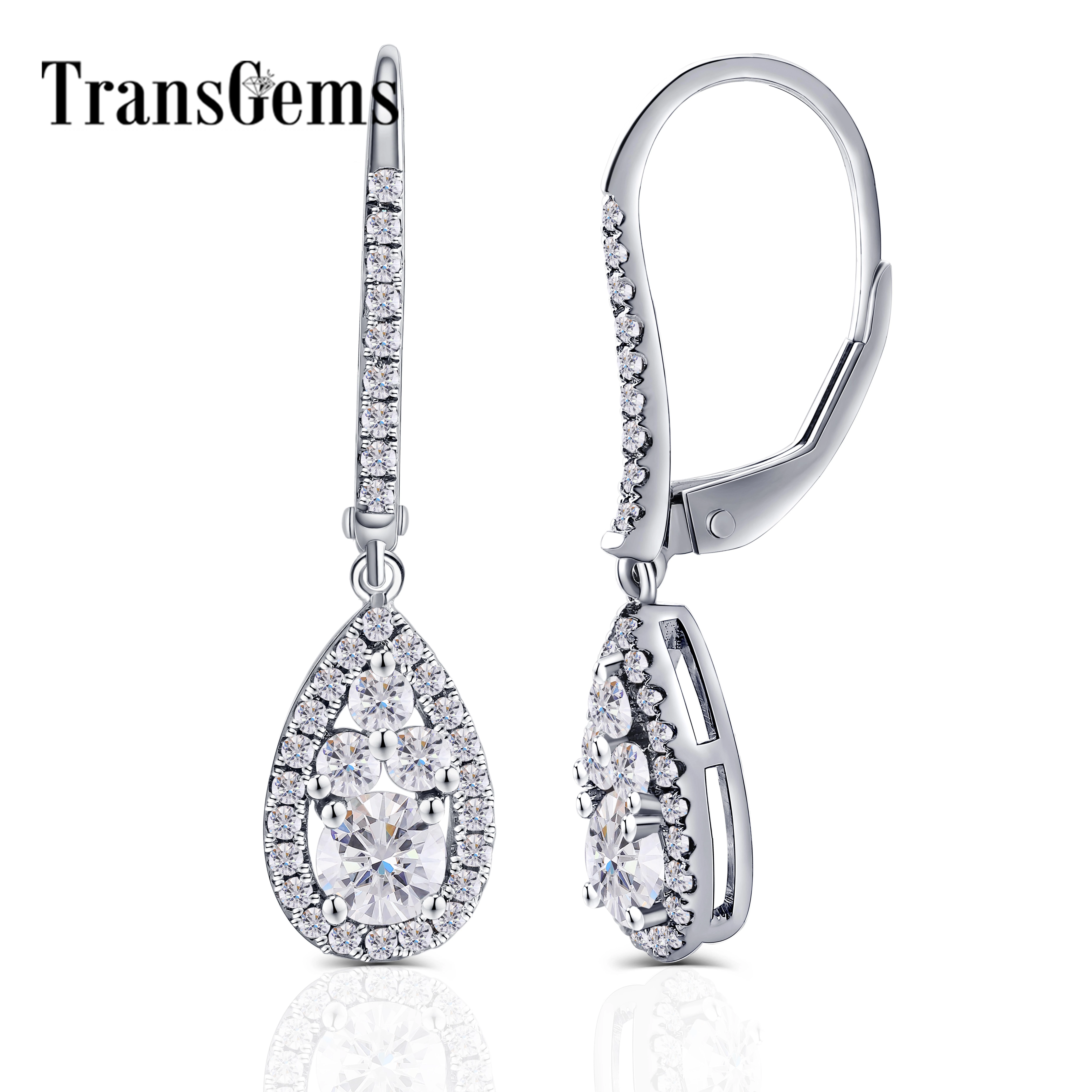 Серьги transmems золотые 14 к белое золото F цвет VVS Moissanite юбилей рождественские подарки для женщин