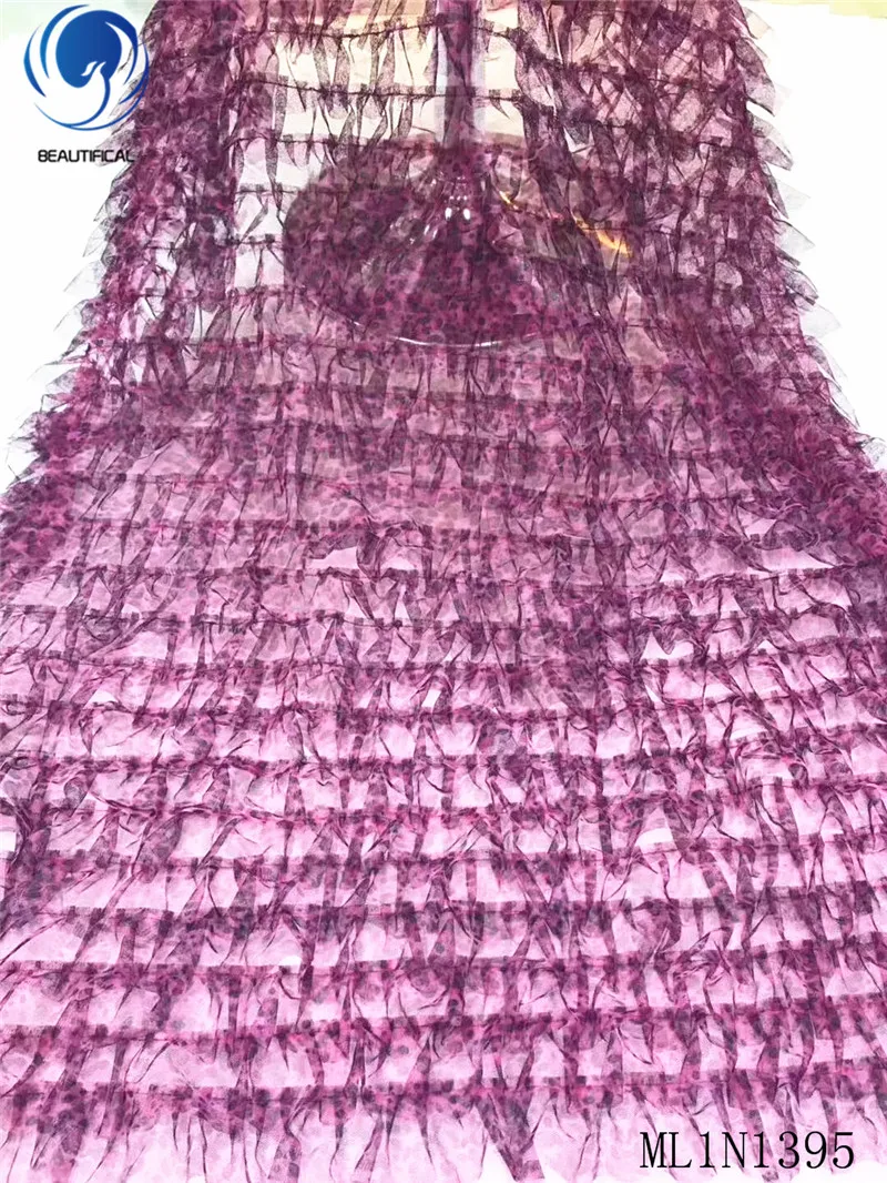 

BEAUTIFICAL african lace fabrics 2019 New 3d design of drape lace 3d nigerian net lace fabric for women dress 5yards ML1N1395