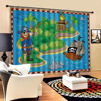 

blue cartoon curtains Luxury Blackout 3D Window Curtains For Living Room Bedroom Customized size kids curtains
