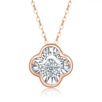 شراءZOCAI للنساء 18K عقد ألماس ذهبي وردي 0.036 CT معتمد H / SI عقد خطوبة ماسية مستديرة (Au750) C00168