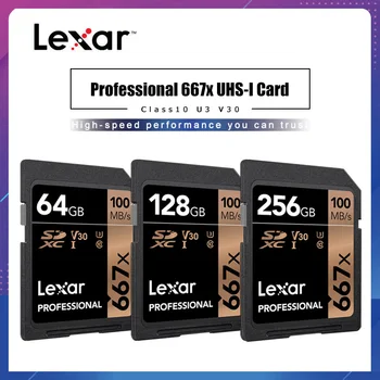 

Lexar Professional 667x SDXC UHS-I cards up to 100MB/s V30 C10 64GB 128GB 256GB Memory Card for Full-HD 3D and 4K video Camera