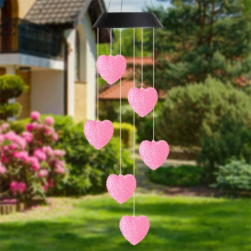 solar stake lights Colorful Changing Wind Chime Light Waterproof Hummingbird Butterfly Wind Bell Lamp solar post cap lights