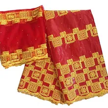 Getzner дизайн в африканском стиле фут ткань Африканская bazin Lace с вышивкой и камнями парча в Гвинейском стиле