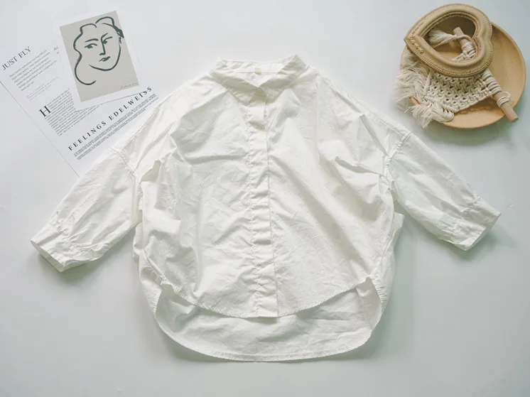 New Spring Children Long Shirts Korean Style Loose Pure Color Tops Coats Kids Chic Show Shirts