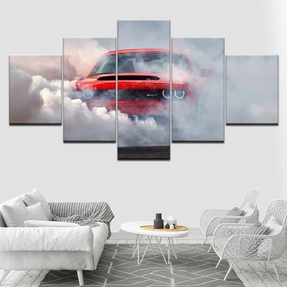 Картина на холсте dodge challenger Настенная картина с демоном 5 шт. модульные обои