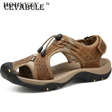 HOKSZVY/Коллекция года; сандалии; мужские сандалии из натуральной кожи; уличные Нескользящие и износостойкие сандалии; Мужская обувь болотная; CLK