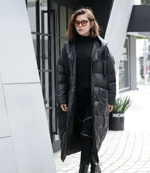 

Stocks Fashion Hooded Oversize Doulble Pockets Winter Jacket Female's Long Sleeve Zipper Cotton-padded