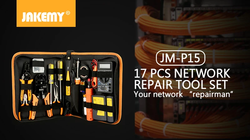JAKEMY JM-P15 Wholesale Electricians Network Screwdriver DIY Repair Tool Set Electrical Tool Kit Soldering Iron Kit