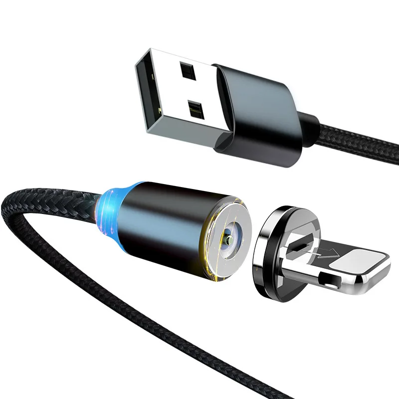 Magnetic USB cable for apple honor oneplus redmi phone Charging Cable Type-C MicroUSB nylon car Mobile phone charging